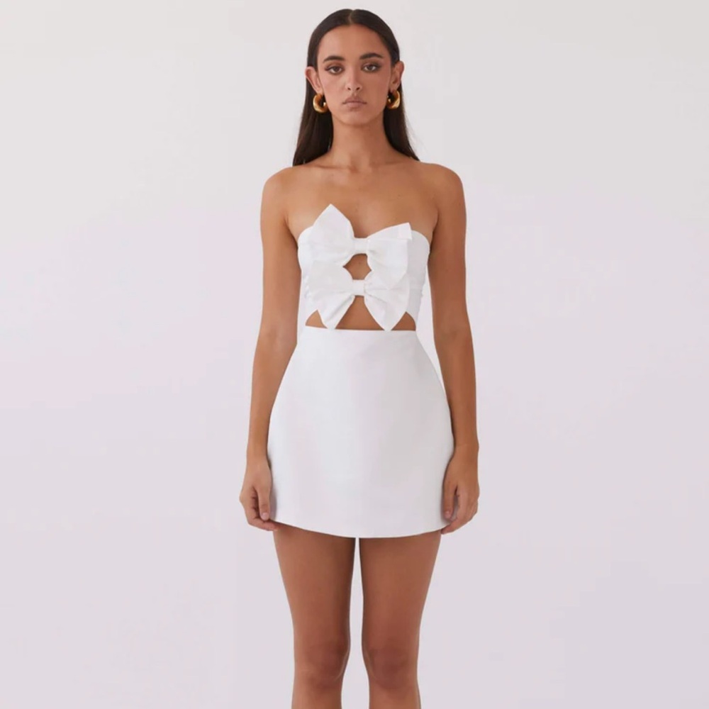 White Strapless Bow Dress - NWT